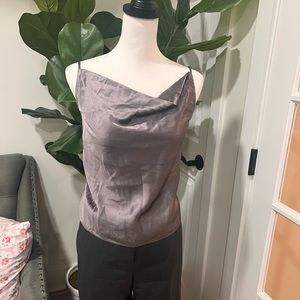 Silk blend silver gray cowl neck tank size XS